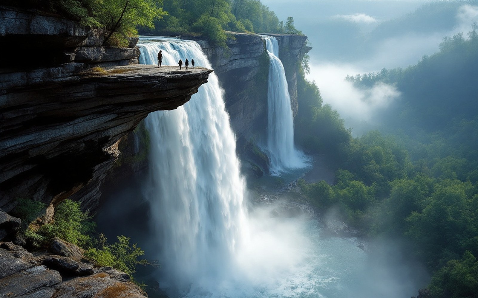 Rain hits the wall and falls out of the sky